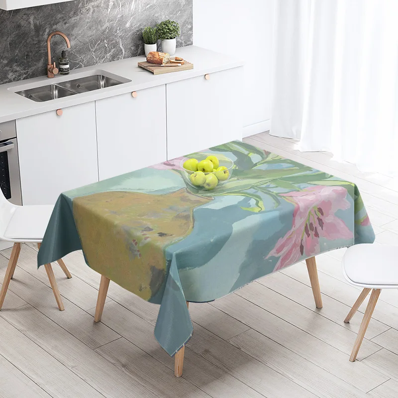 Morandi Ins Style Tablecloth Abstract Art Design 2025 New Geometric Pattern Decorative Tablecloth for Coffee Shop