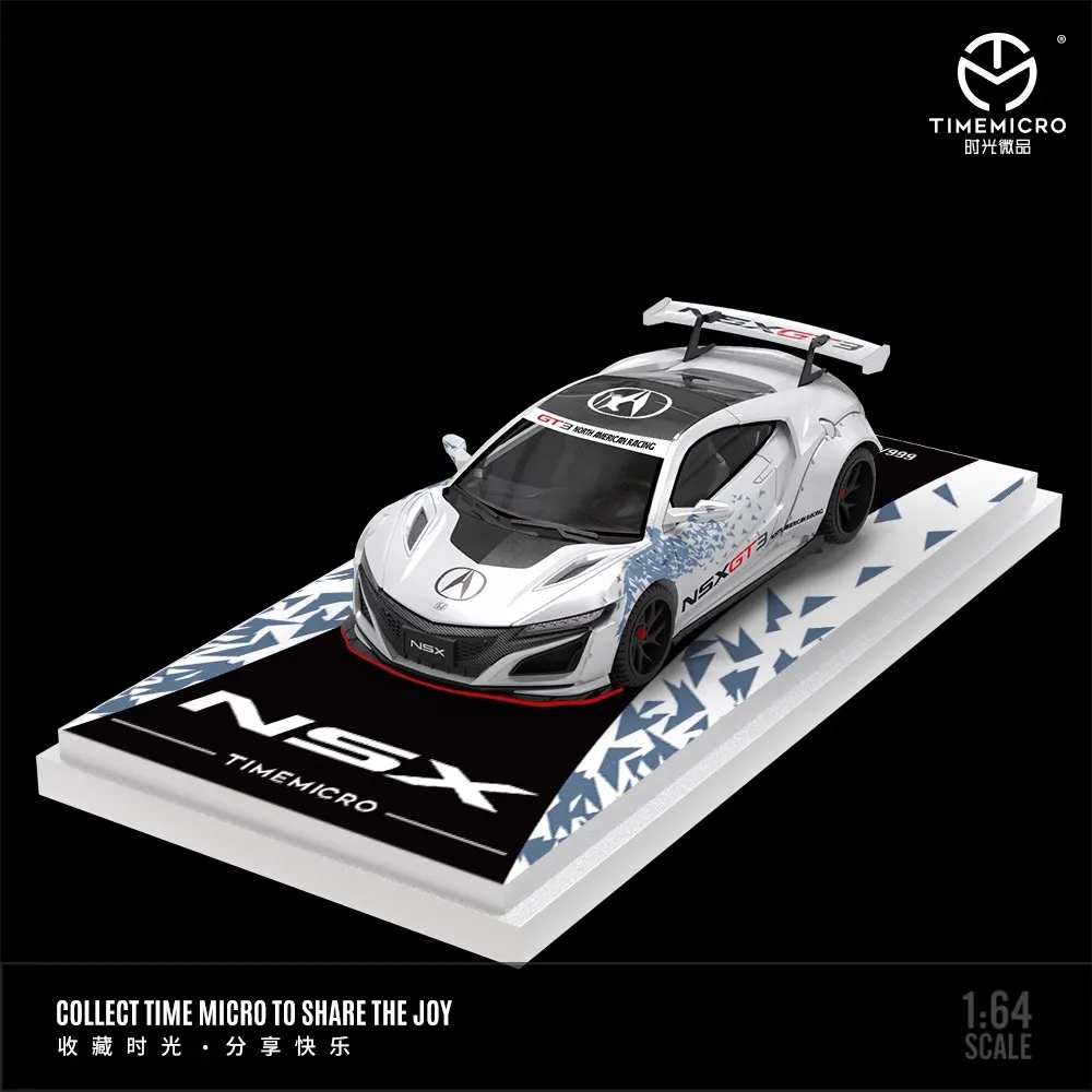 TimeMicro 1/64 Honda Nsx Modified Racing Car Modified Diecast Model Car Metal Chassis Acrylic Display Collection Model Ornaments