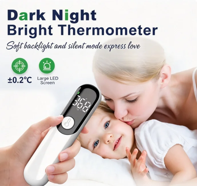 Battery Operated Non-Contact Infrared Thermometer, Digital Thermometer with LED Display, ℃/℉ Switch for Daily Body Temperature C