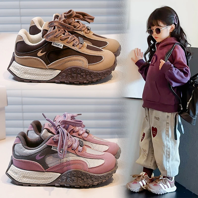 

Children Sneaker Boys Casual Shoes Leather Height Increasing Platform Walking Shoes Non-slip Girl Lightweight Sports Tennis Shoe