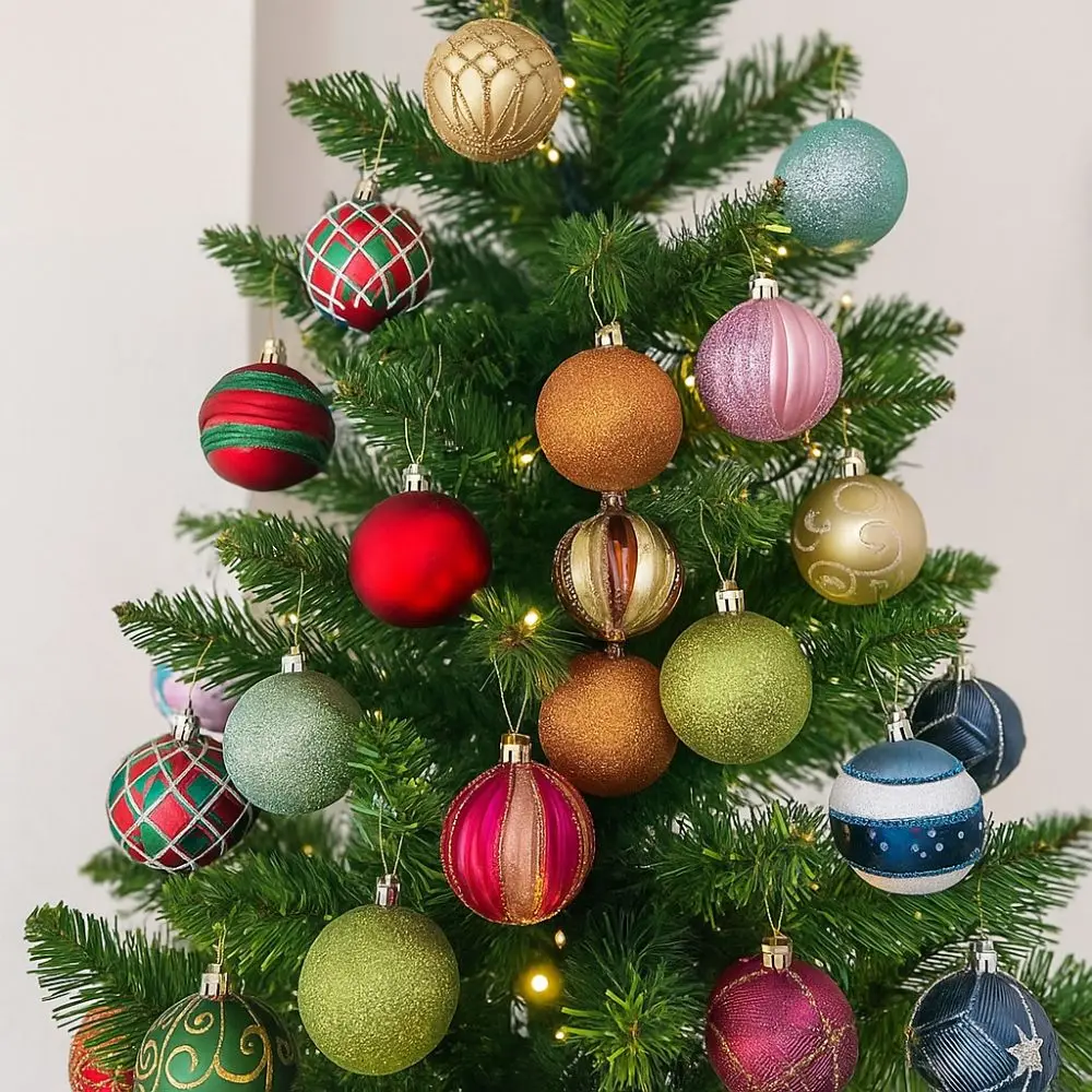 

6cm Painted Christmas Ball Shatterproof Colorful Christmas Baubles Electroplated Plastic Christmas Hanging Ball