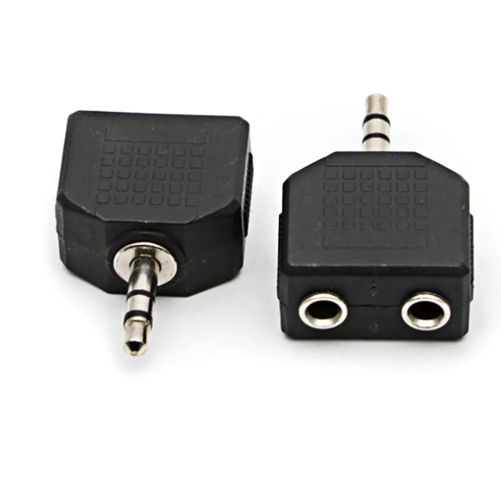 

2 Pcs Microphone Adapter Headphone Double Mono Audio Converter Headset Splitter