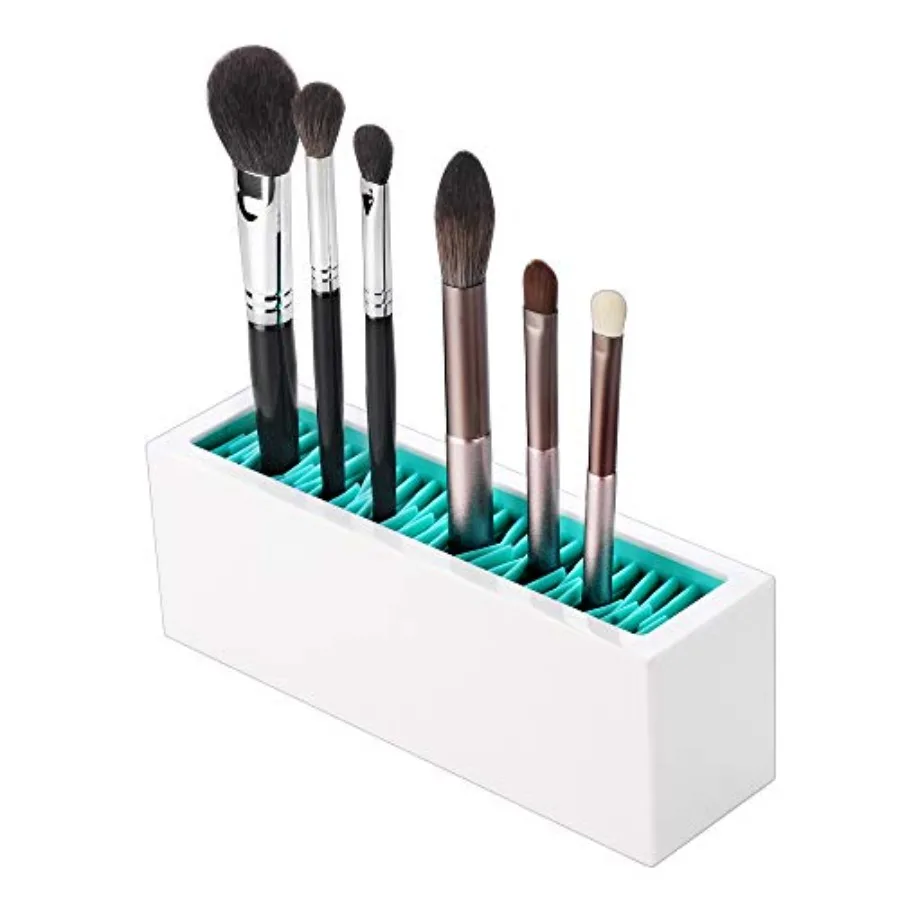 Makeup Brushes Holder Organizer, Silicone Vanity Air Drying Rack Display Storage for Brush, Eyeliners and More, Practical Cosme