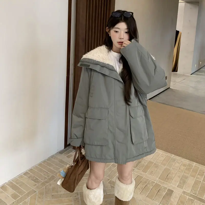 

Parkas White Womens Winter Woven V-Neck Pure Fox Lined Daily High-Quality Embroidery Overcoats Quilted Windproof Polyester Trend