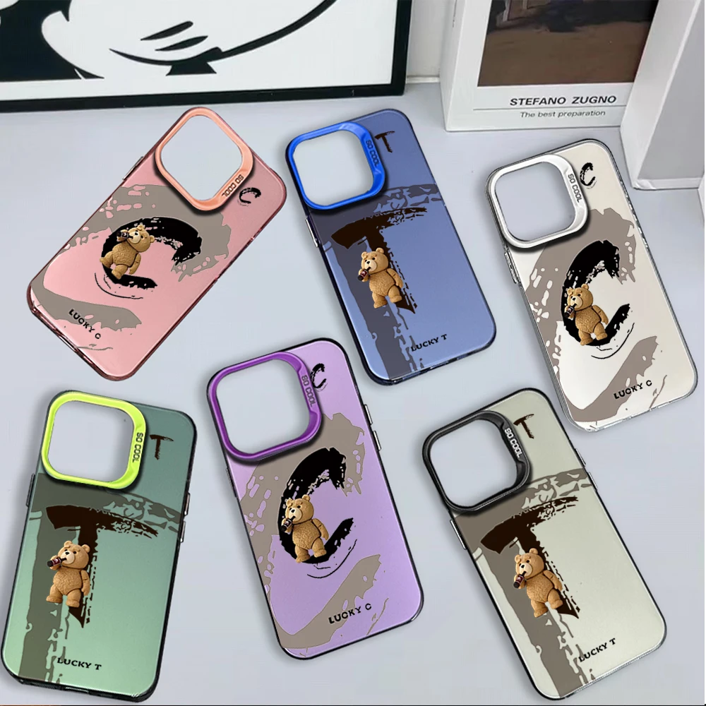 Ted Bear Lucky C T New Luxury IMD Phone Cover Case For Samsung A55 35 71 53 54 S24 23 Plus Ultra