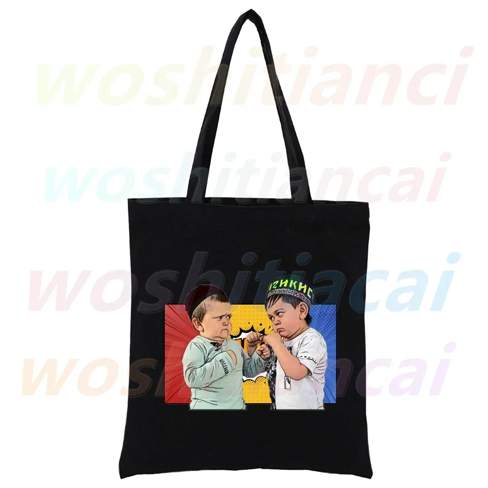 Classic Team Hasbulla Fighting Hip Hop Print Canvas Tote Black Bags Harajuku Casual Female Girl Tote Eco Shopper Shoulder Bags