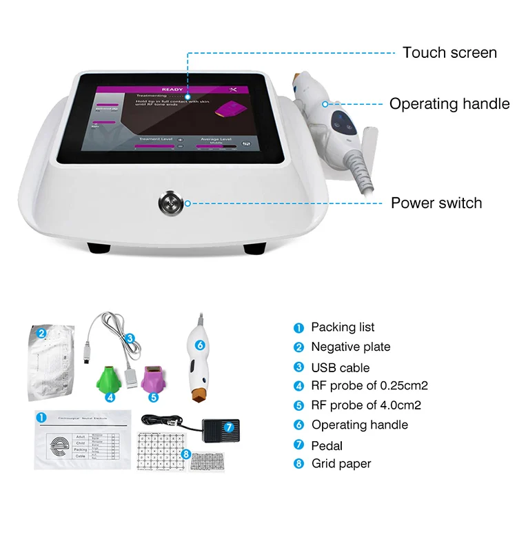 Machine portable à radiofréquence pour lifting du visage, anti-âge, raffermissement de la peau, 3 têtes, 40.68Mhz RF