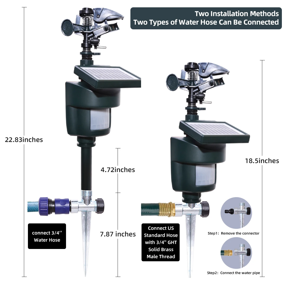 Repelente de agua para animales con energía solar, repelente de animales ultrasónico, pulverizador para el control de plagas, dispositivo de nebulización con energía solar