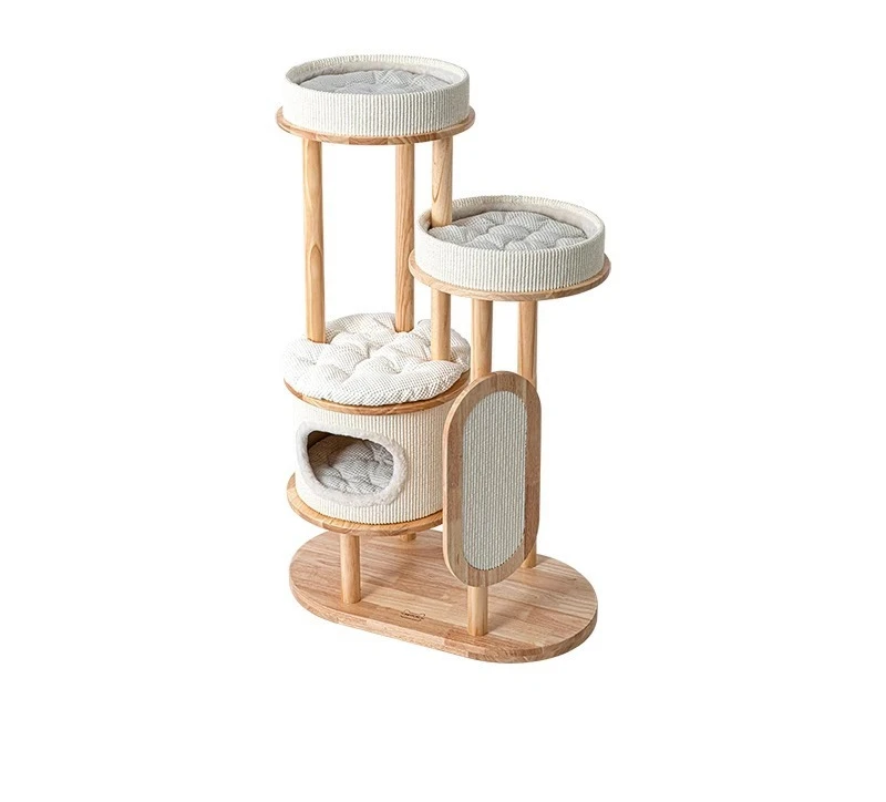 إطار تسلق القطط، تكامل شجرة القمامة، إطار قطط بعمود من الخشب الصلب للاستخدام المنزلي، مطاط #3