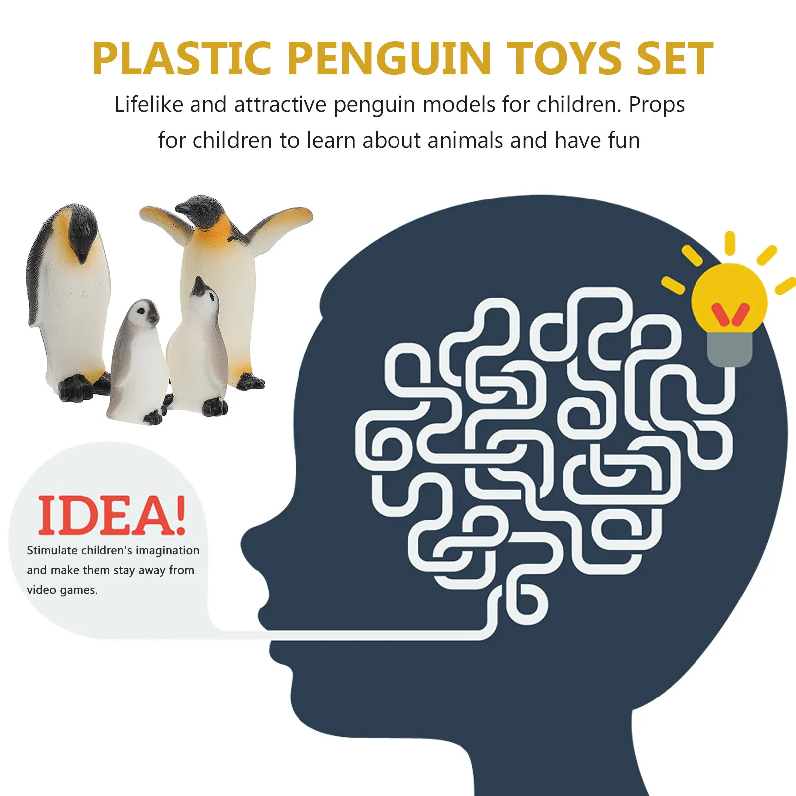 

4Pcs Resin Penguin Set Vivid Animal Crafts Desktop Decoration Preschool Kids Learning Kit Plastic Mini Figures for Home Office