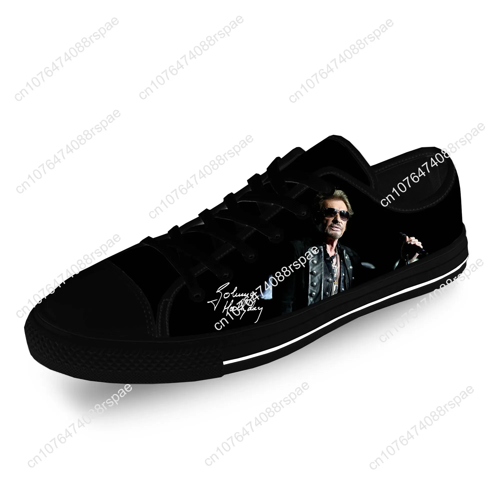 Johnny Hallyday Rock Star Lichtgewicht Doek 3d Print Grappige Mode Lage Top Canvas Schoenen Mannen Vrouwen Casual Ademende Sneakers