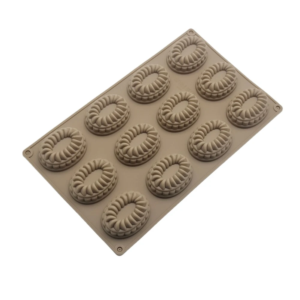 

New Arrival 12 Hole Elliptical Gear Silicone Mousse Mold Cookie Series Silicone Cake Mold French Dessert Chocolate Baking Tools