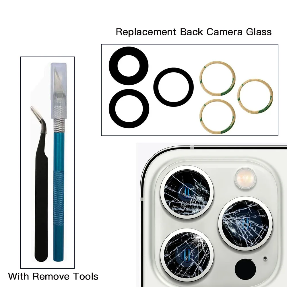 Back Camera Glass Replacement For iPhone 12 13 Mini 14 15 Plus Pro Max Rear Camera Lens With Remove Tools view 3