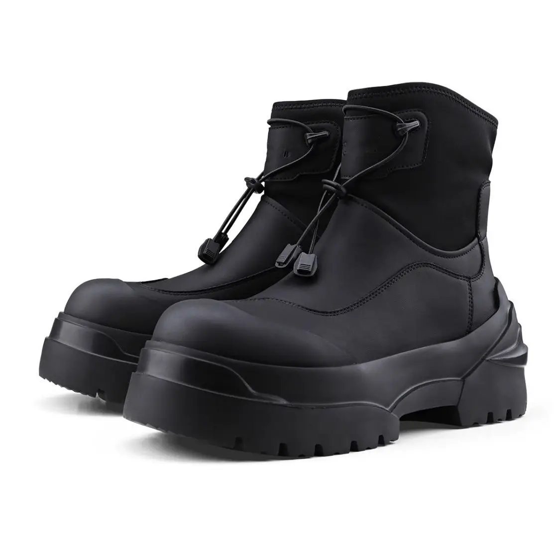 

2025 Winter Velvet High-top Men's Black British Style Tooling Tide Outdoor Hiking Platform Locomotive Chelsea Boots