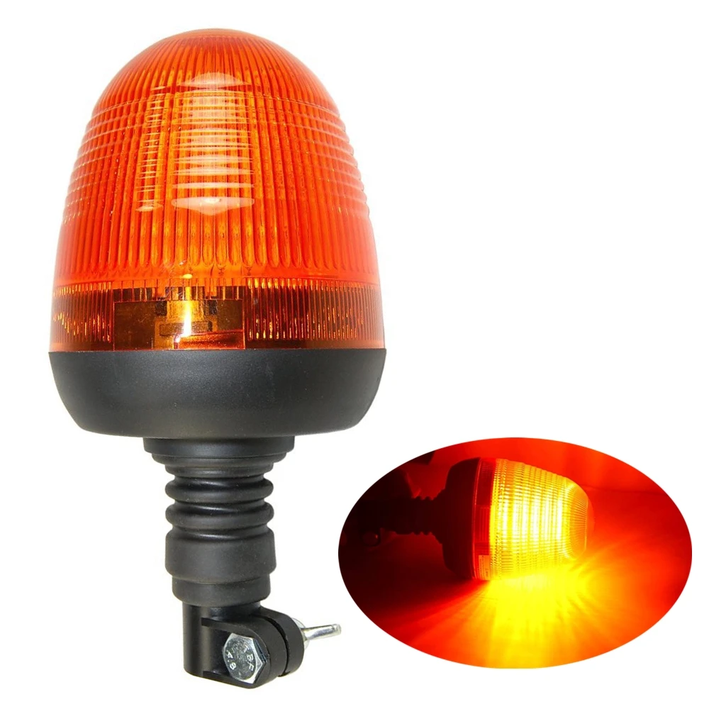 Amber 60 LED Vehicle Strobe Warning light Beacon Flexible Pipe Mount Forklift Tractor Emergency Hazard Safety flashing Lights