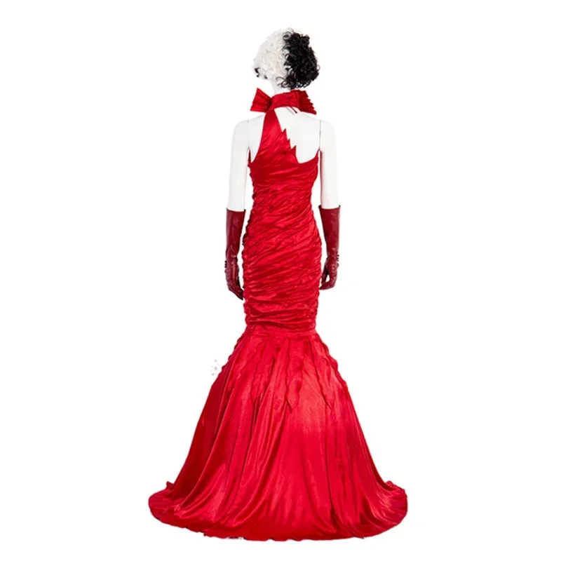 x;3,f'6;h\9/Anime Movie 101 Dalmatians Cruella De Vil Cosplay Costume Wig Black White Witch Red Dress Sexy Woman Out6'h.8\j,3/f' view 4