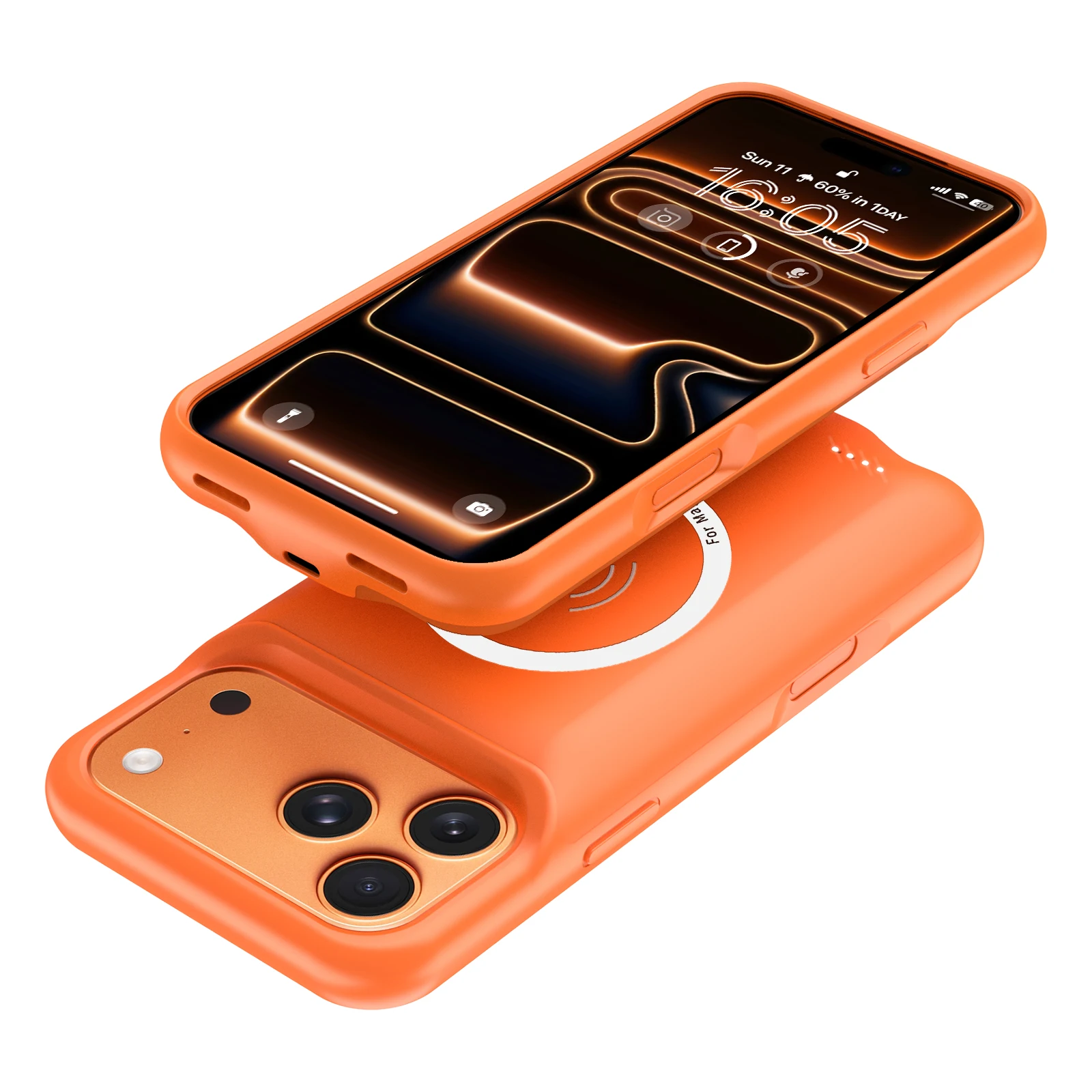 

orange Smart Wireless Battery Charger Case for iPhone 17 Pro Max magnetic power bank External Battery Charging Cover batterie