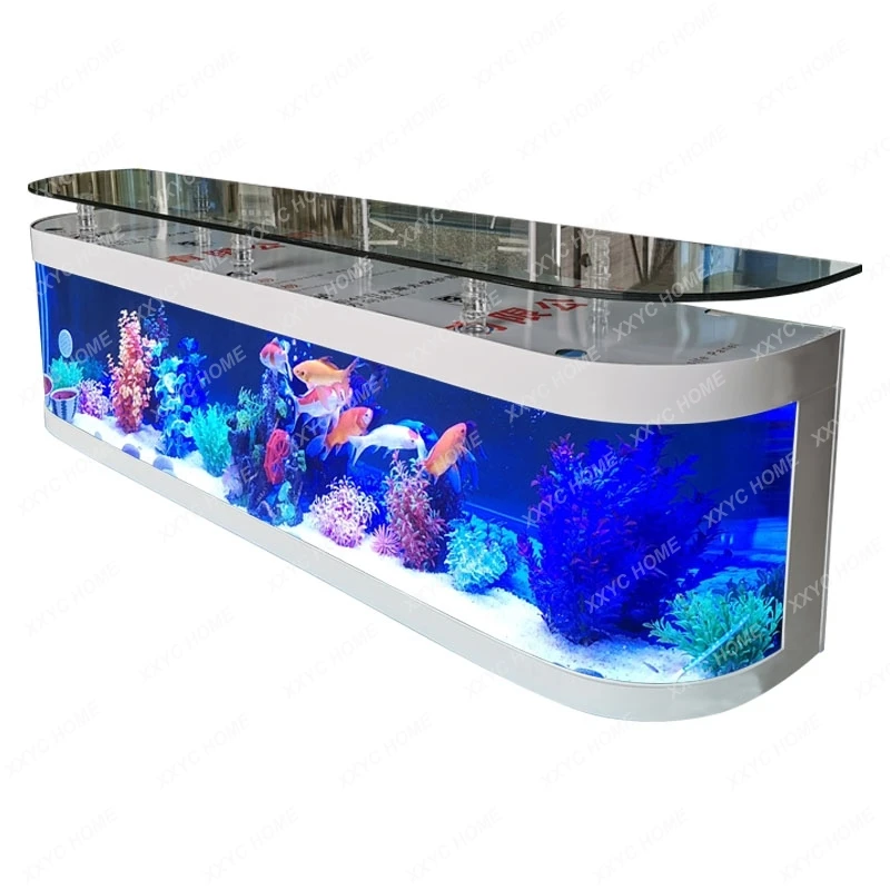 

Fish Tank Living Room Landscape Home Mute Medium and Large Model European round Change Water Aquarium