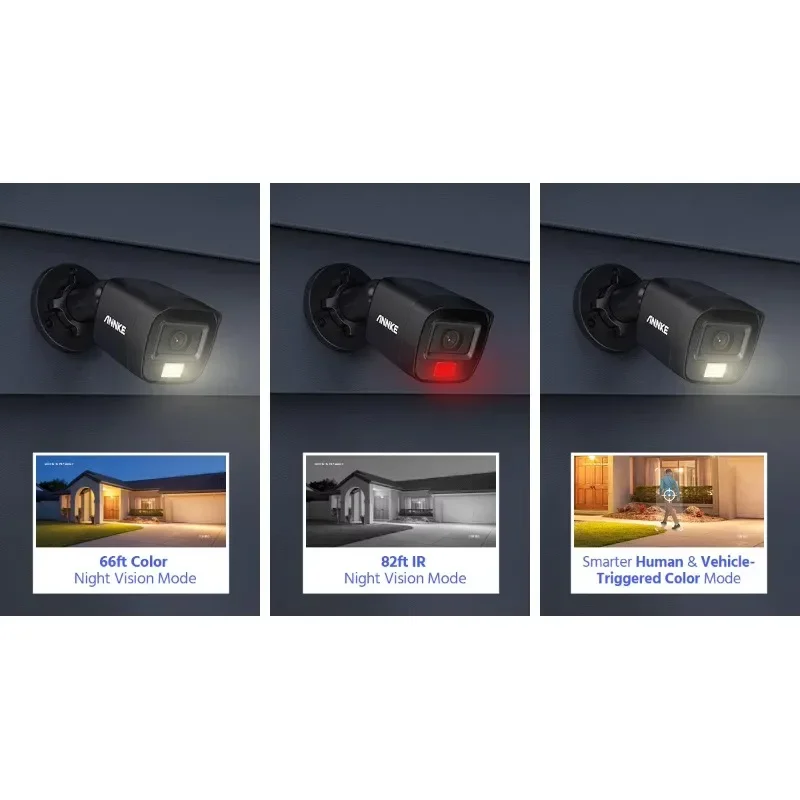 

ANNKE 8CH 5MP H.265+ Surveillance DVR Camera System 4pcs 3K 5MP Smart Dual Light With Audio IP67 Analog TVI CCTV Security Camera