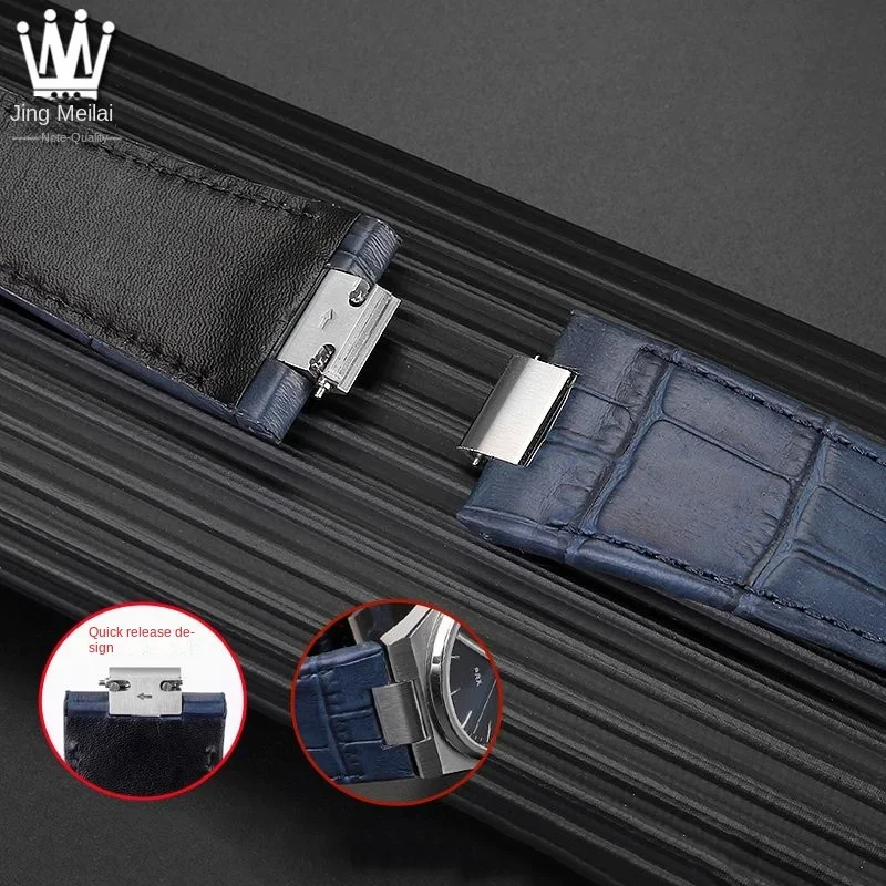 For Tissot PRX series watch T137.407 Super Player T137.410 Cowhide strap with Steel End Link calfskin 26X12mm watch Band