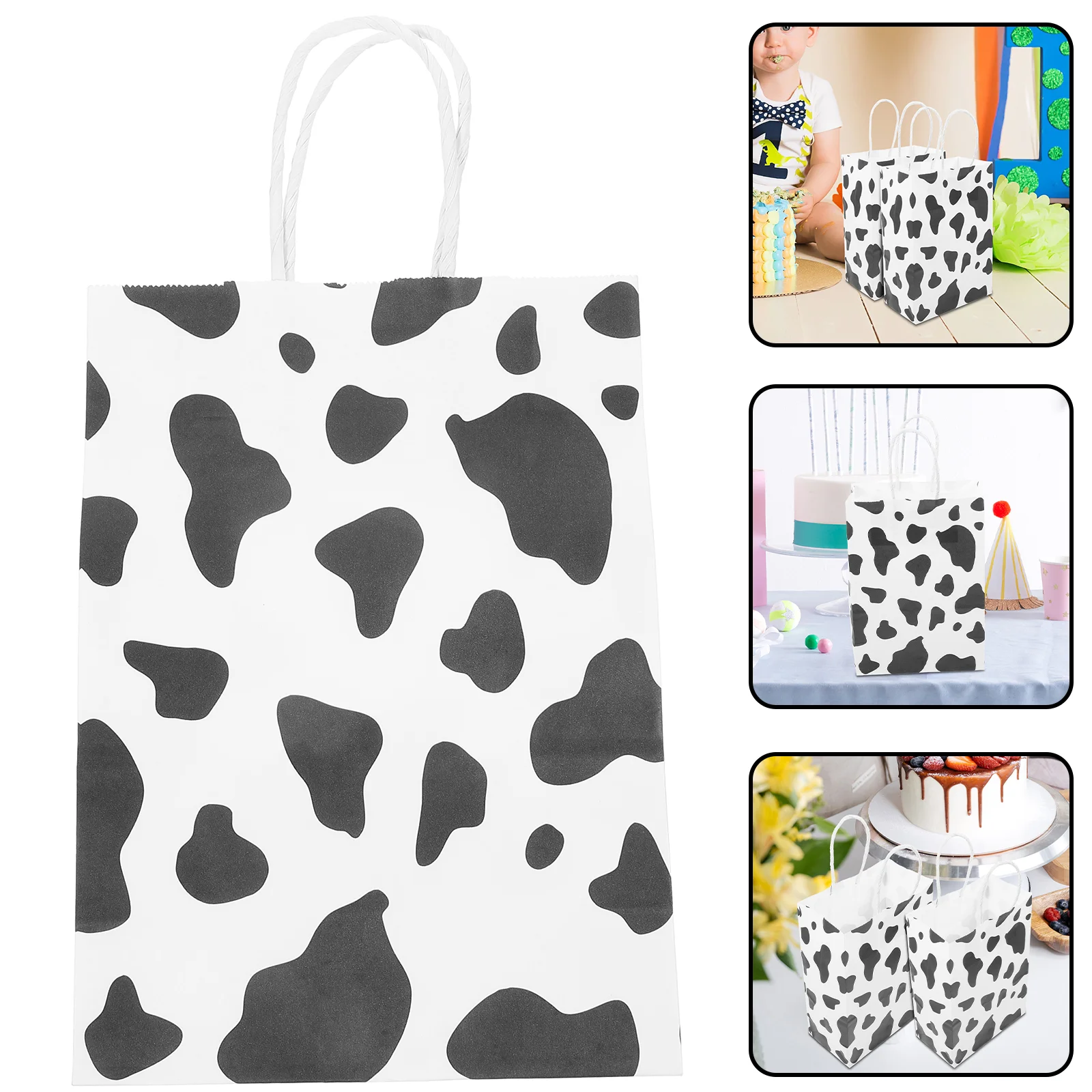 

12 Pcs The Cow Kraft Paper Bag Baby White Gift Bags Brown with Handles Papers Jewelry