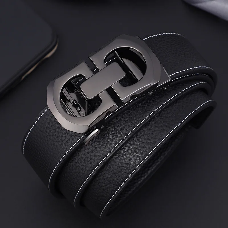 Business and leisure letter automatic buckle cowhide belt, multifunctional and fashionable new men's leather belt