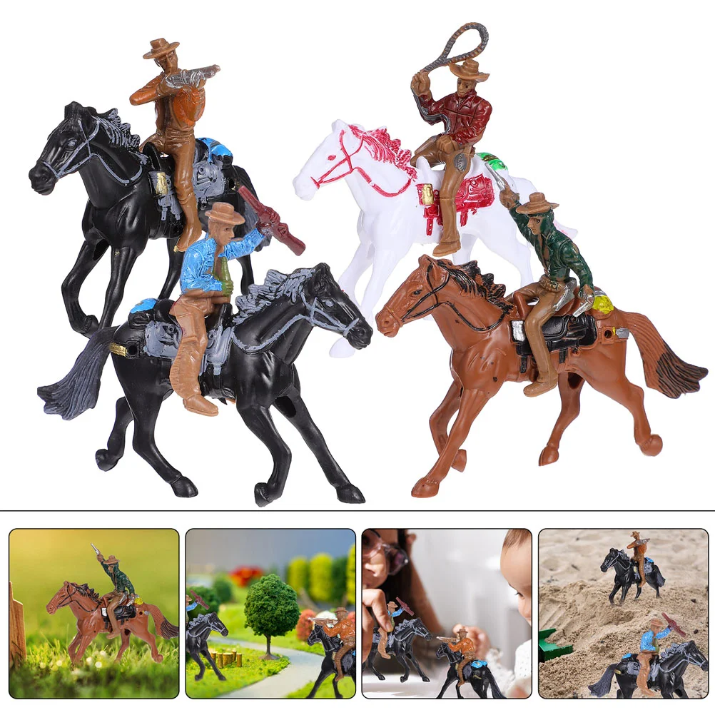 

8 PCS Usa Accessories Cowboy Riding Model Mini Ornaments Miniature Decorative Models Micro Desktop Adornments Fake Human Child