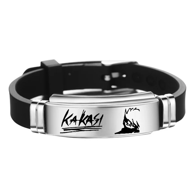 Pulsera ajustable de la serie Anime Naruto, pulsera clásica de acero inoxidable con estampado de Akatsuki, diseño de miembro, regalo de autógrafo