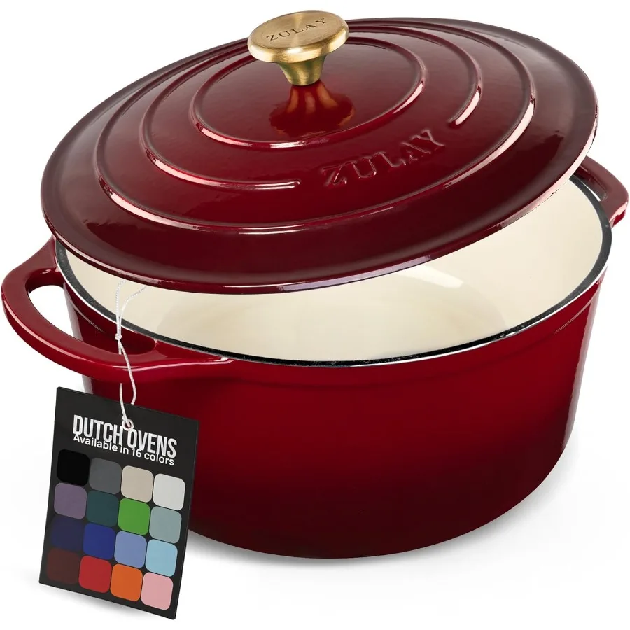 

6 Quart Enameled Cast Iron Dutch Oven Pot with Lid Premium Durability Oven Safe up to 500F Heavy Duty Cookware Perfect for Brea