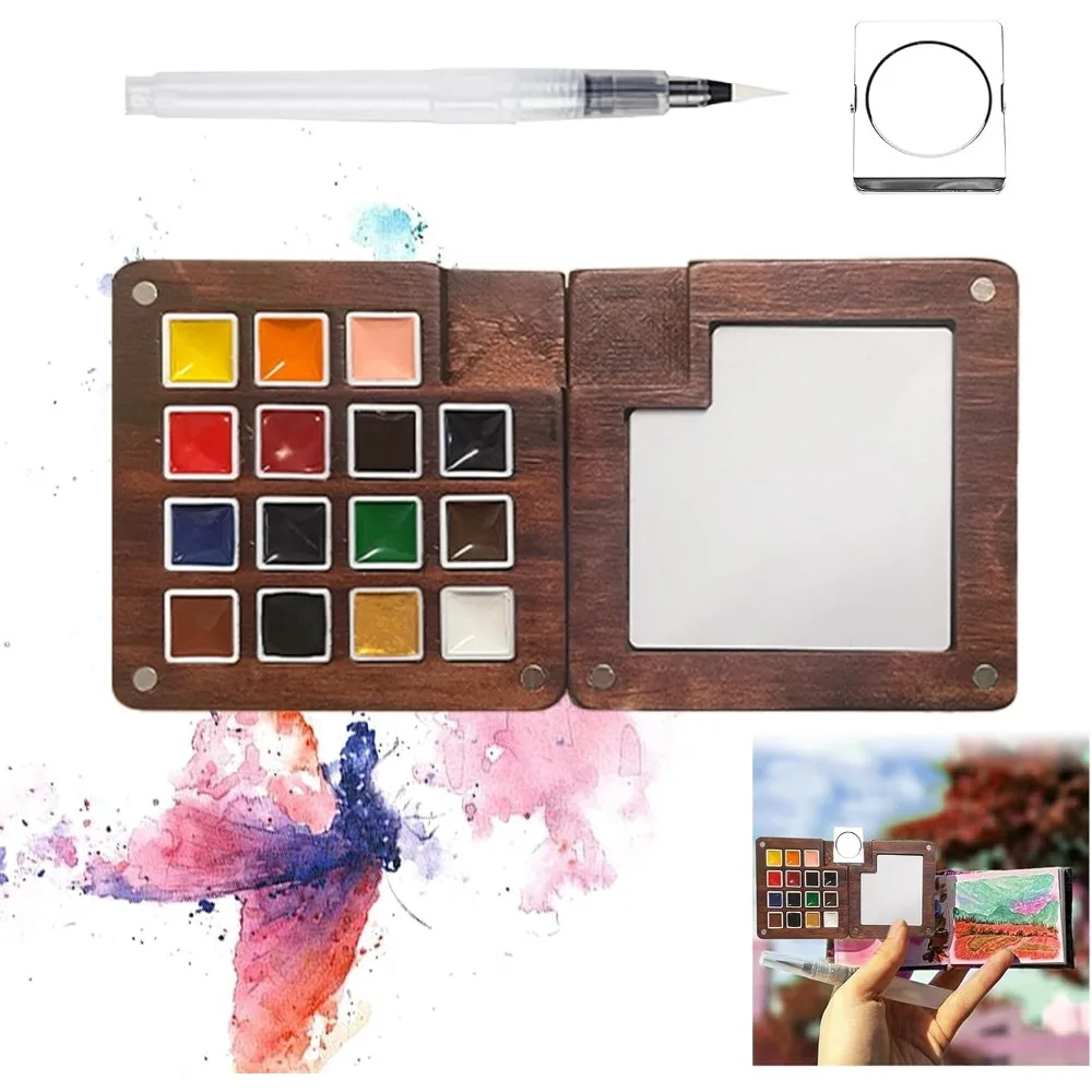

Mini Easel Travel Set - Mini Travel Watercolor Easel Set, Portable Artist Watercolor Travel Set with Paints