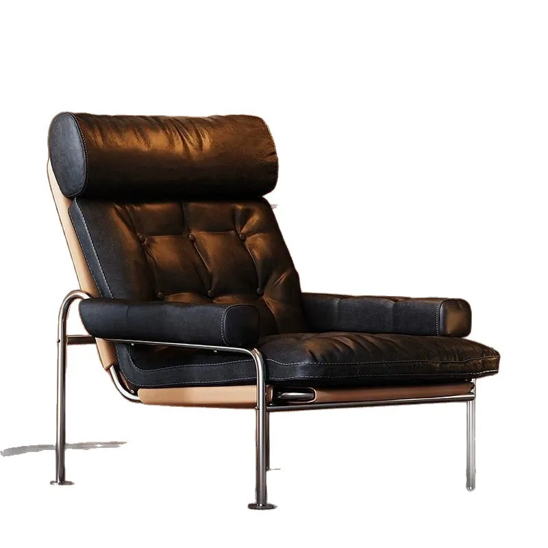 

Leather sofa chair light luxury high-end living room armrest single chair