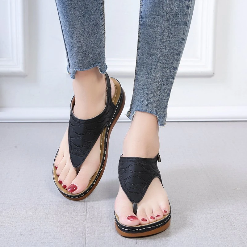 Sommer Oxford Frauen Sandalen Wohnungen Hausschuhe Pu Leder Flip-Flops Gürtel Schnalle Weibliche Schuhe 2025, Neue Rom Mode Frauen Rutschen – Detail 12