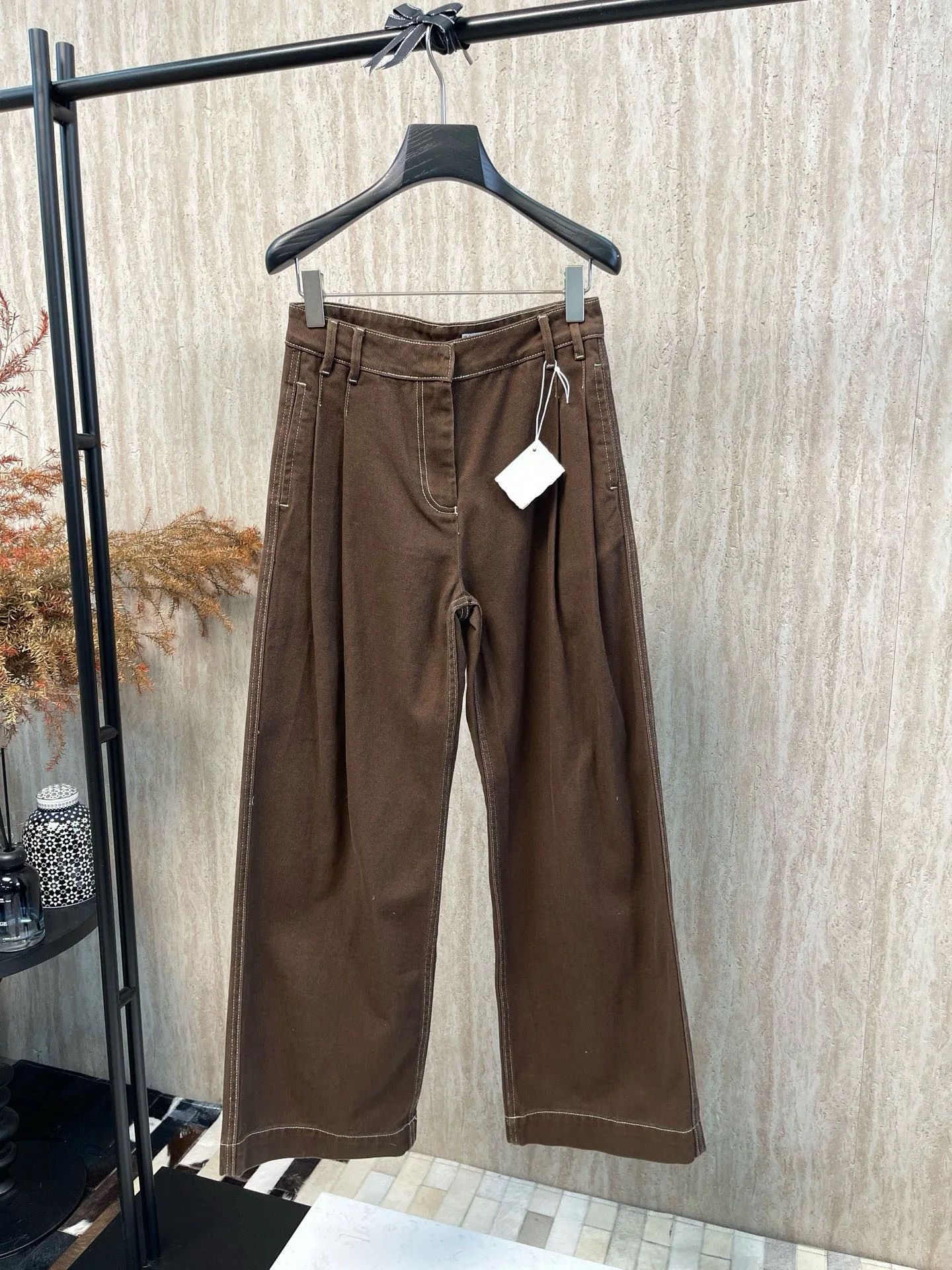 

High Waist Cotton Denim Pants Women's Loose Straight Leg Long Trousers Casual Versatile Slimming Effect All Season Wear