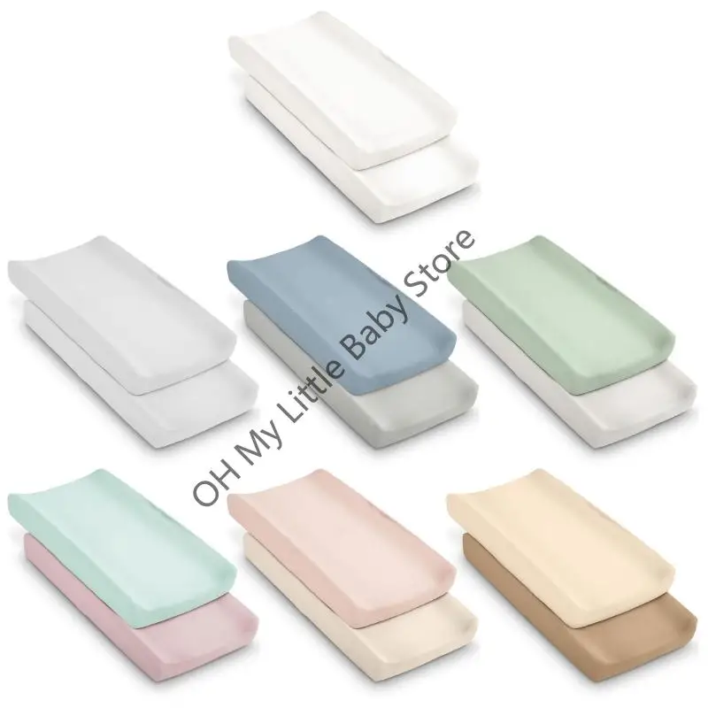 M76C 2 قطعة غطاء وسادة طاولة تغيير الحفاض ناعم وقابل للتنفس مع تصميم مرن سهل التركيب لمغير الحفاضات