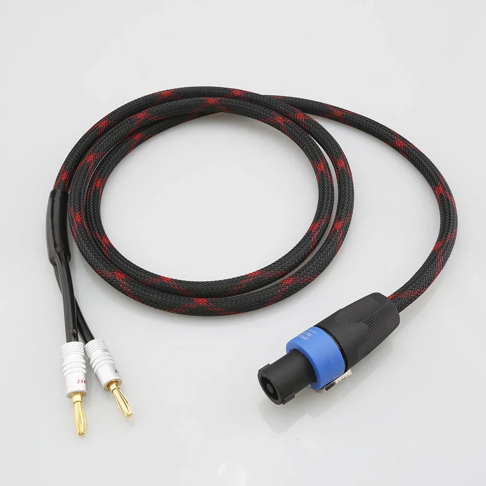 Audiocrast Speaker Cable 4 Pin Speakon to Dual Banana Spade Y Plug for Stage Quality OFC Audio Cable 1M 2M 3M 5M 8M 10M 12M