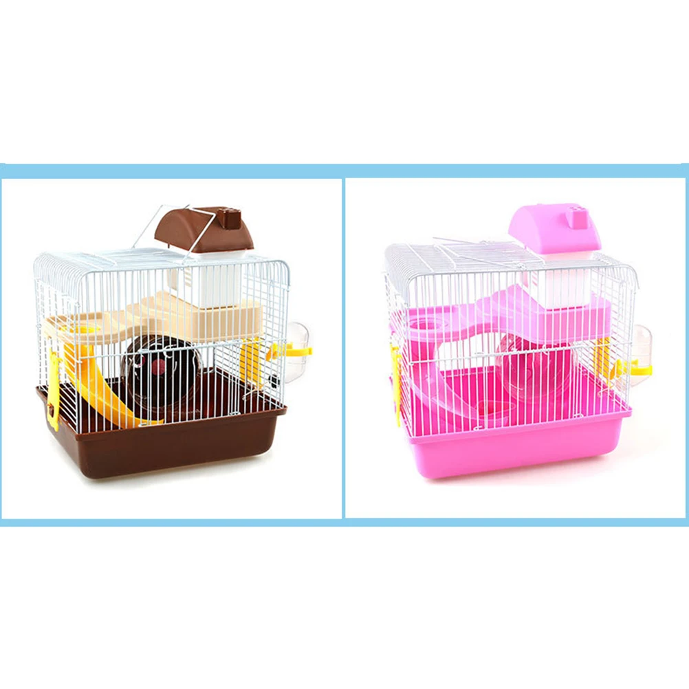 

1pc Double Layer Hamster Cage Pet House Acrylic Portable Small Pets House Chinchilla Hamster House (Light Pink)