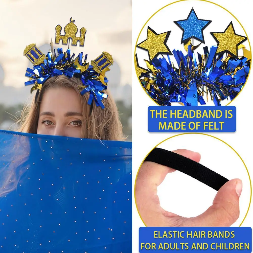 2025 Eid Mubarak Headband Middle Eastern Festival Star Moon Castle Headwear Eid Photo Prop Happy Eid Mubarak Muslim Party Decor