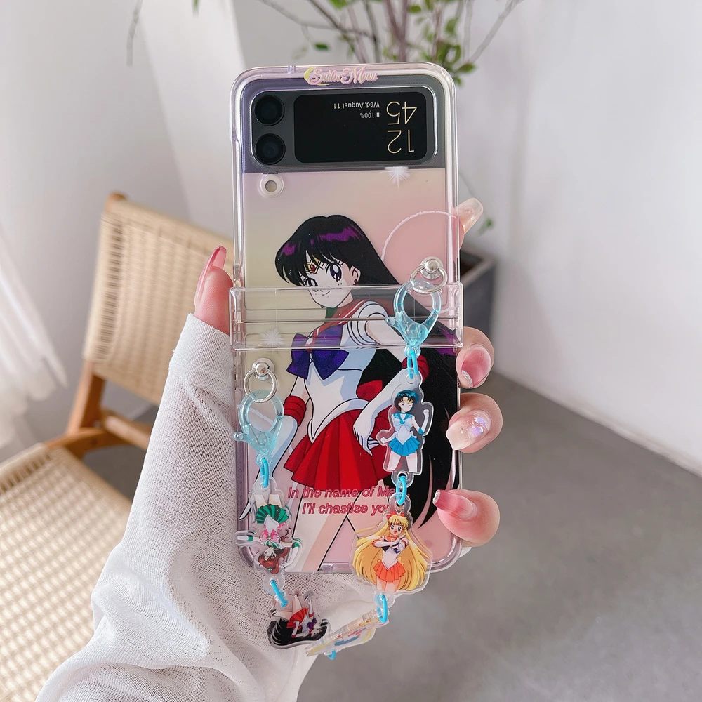 Cute Cartoon Japan Anime Sailor Moon Tsukino Usagi Phone Case For Samsung Galaxy Z Flip 7 6 5 4 3 Soft TPU Cover With Lanyard view 6