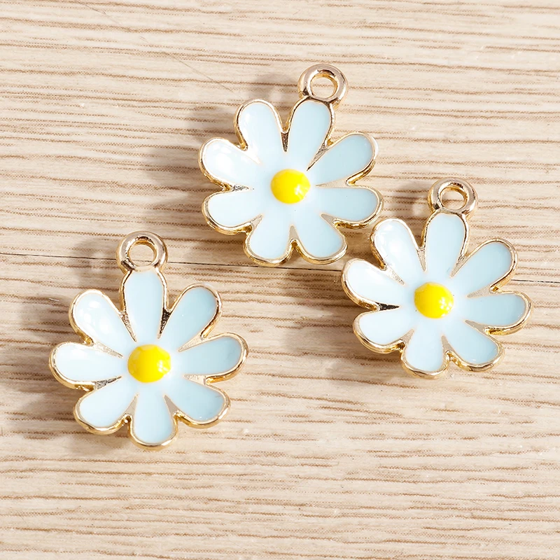 Tusember 10 Stück vergoldete, bunte, niedliche Gänseblümchen-Anhänger für DIY-Schlüsselanhänger, Ohrringe, Armbänder, Schmuckherstellung und Zubehör – Detail 15