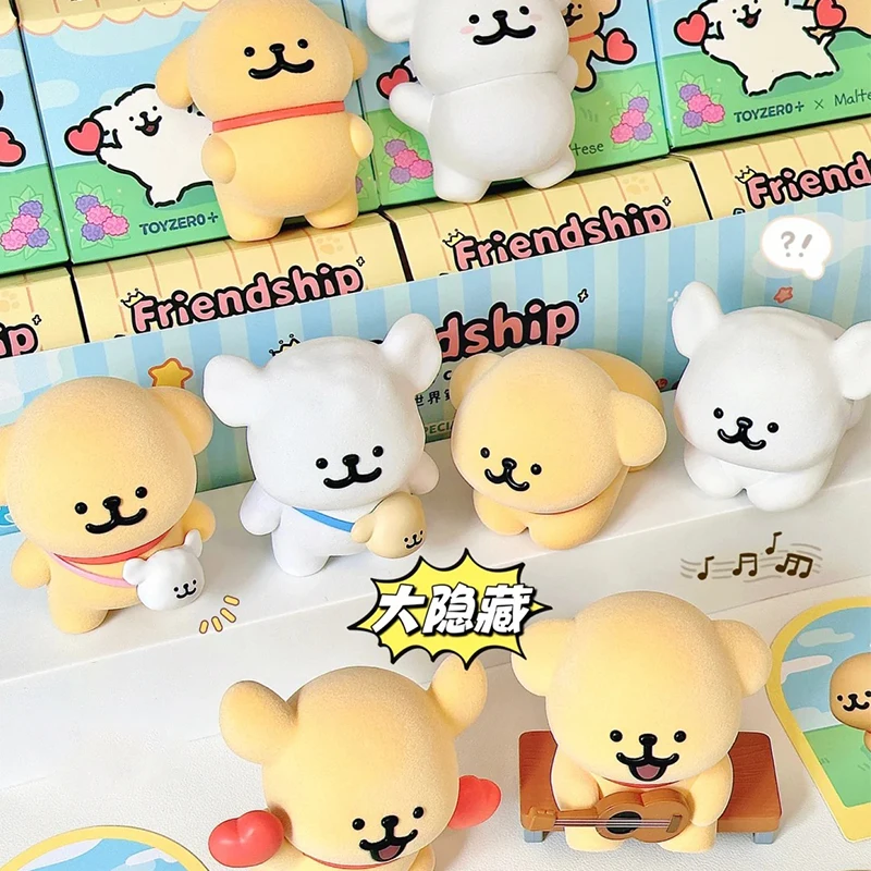 Maltese Friends Blind Box Cute White Golden Dog Anime Figure Surprise Bag Mini Dog Action Figure Collection Model Kids Toy Gifts