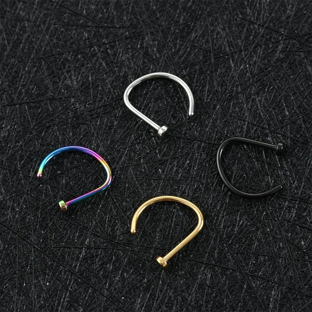 Creative Indian Style Nostril Septum Ring Nostril Titanium D-type Nose Hoop Nose Ring Body Jewelry Ear Cartilage Piercings