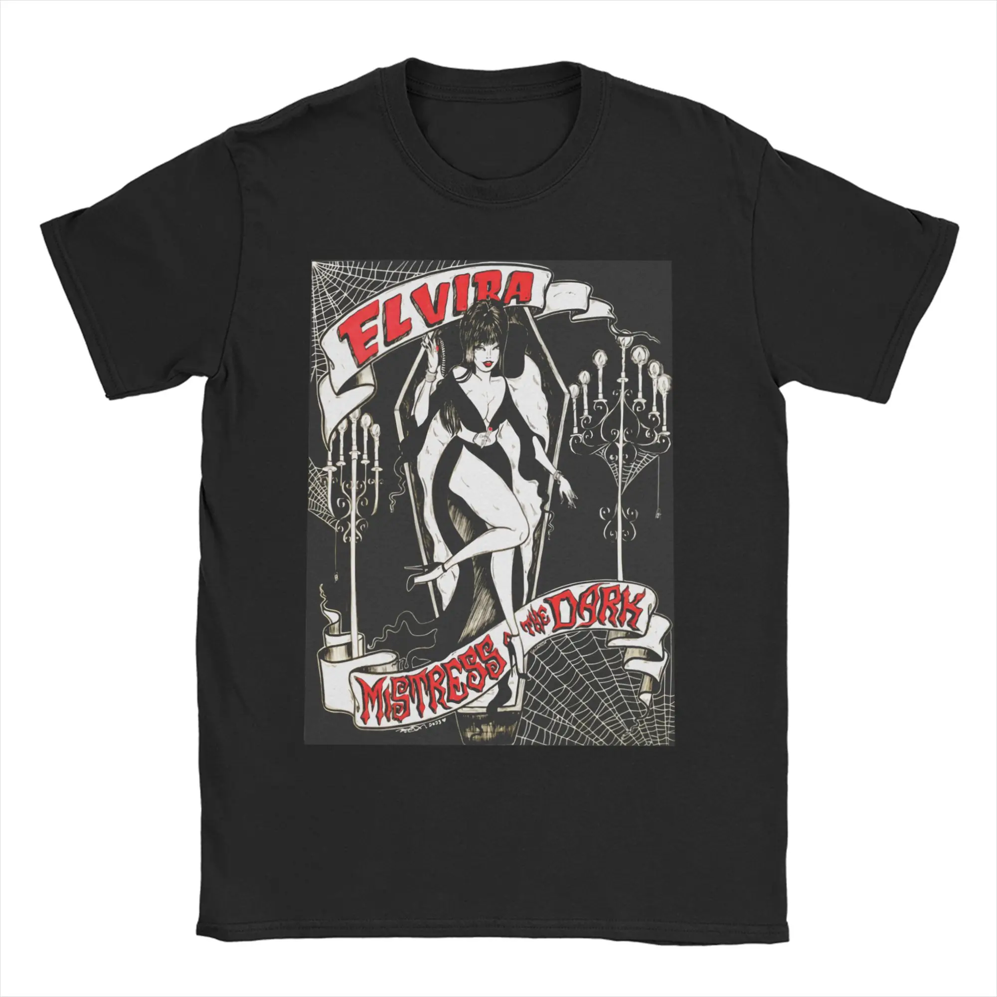 Men Women's Mistress of the Dark Elviras  T Shirts  Pure Cotton Clothing Funny Short Sleeve Crewneck Tee Shirt Classic T-Shirts