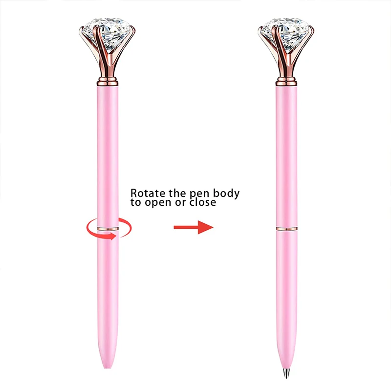 6Pcs Crystal Diamond Ballpoint Bride Wedding Pen Smooth Writing Stationery 0.7mm Ball Point Pen Office Gift Pens