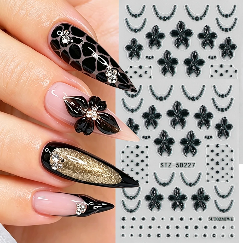 5D Kabartmalı Siyah Zambak Çiç - Nail Art Full Design incelemesi ve fiyatı