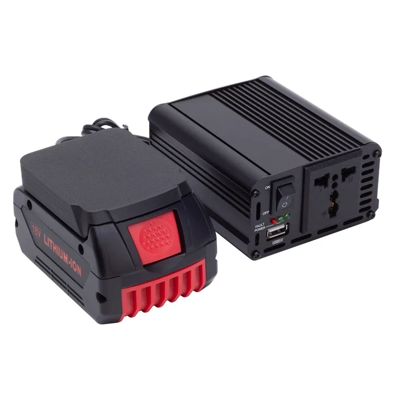 

Battery Inverter for Bosch 18V Li-ion Batteries, Wireless Power and Fast Charging 220V-240V 200W Portable Power Inverter