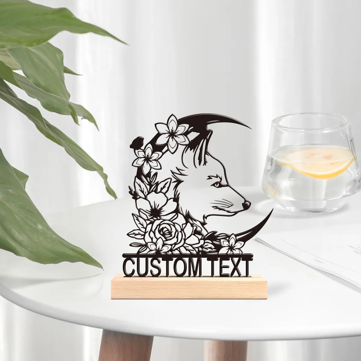 1pc Customized Metal Handicraft Ornaments Custom Content Equipped with Wooden Base Unique Desktop Decoration Custom Gifts