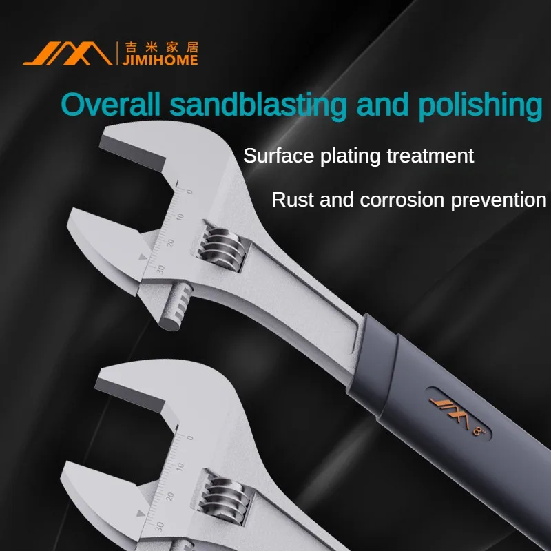 JIMIHOME 8 Inch Adjustable Wrench Universal Spanner Multifunctional Rubberized Non-slip Handle Hand Repair Tools Impact Wrench