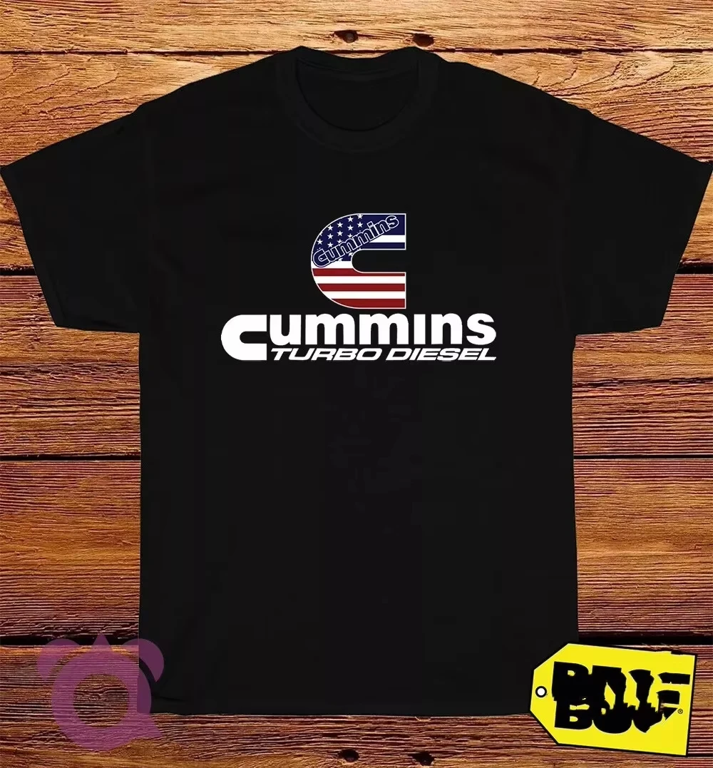 

Sporty 2025 Summer New Cummins Turbo Diesel American Funny T-shirt Printed Cotton Round Neck Loose Casual Fashion Trendy Top