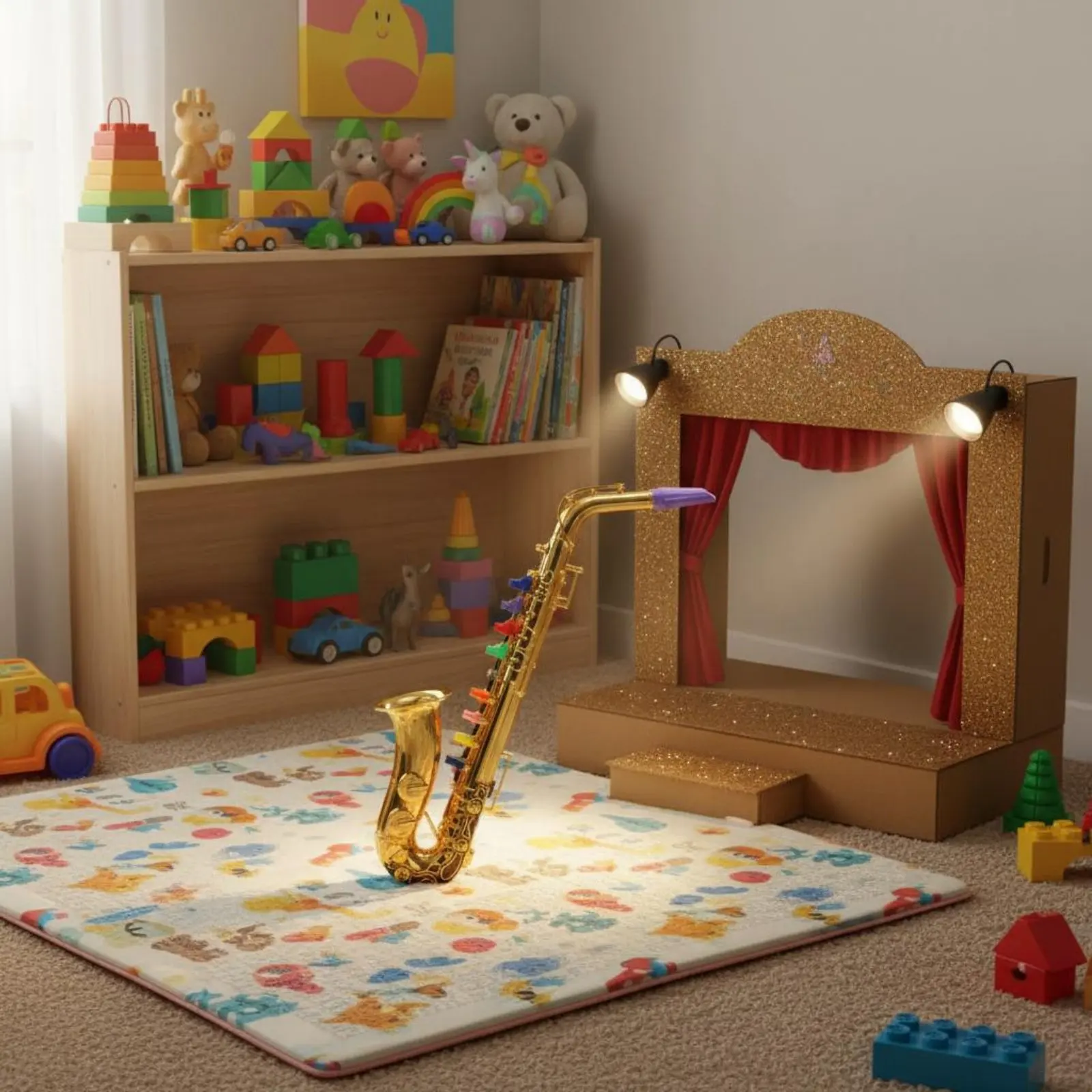 

Toy Saxophone Color Coded Buttons Kids' Play Saxophone Kids Musical Instrument Set Early Educational Toy Trumpet Great Gift