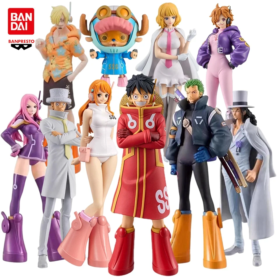 Bandai estoque uma peça anime figura de ação luffy zoro chopper nami figura de ação terra de wano brinquedos crianças presente modelo colecionável